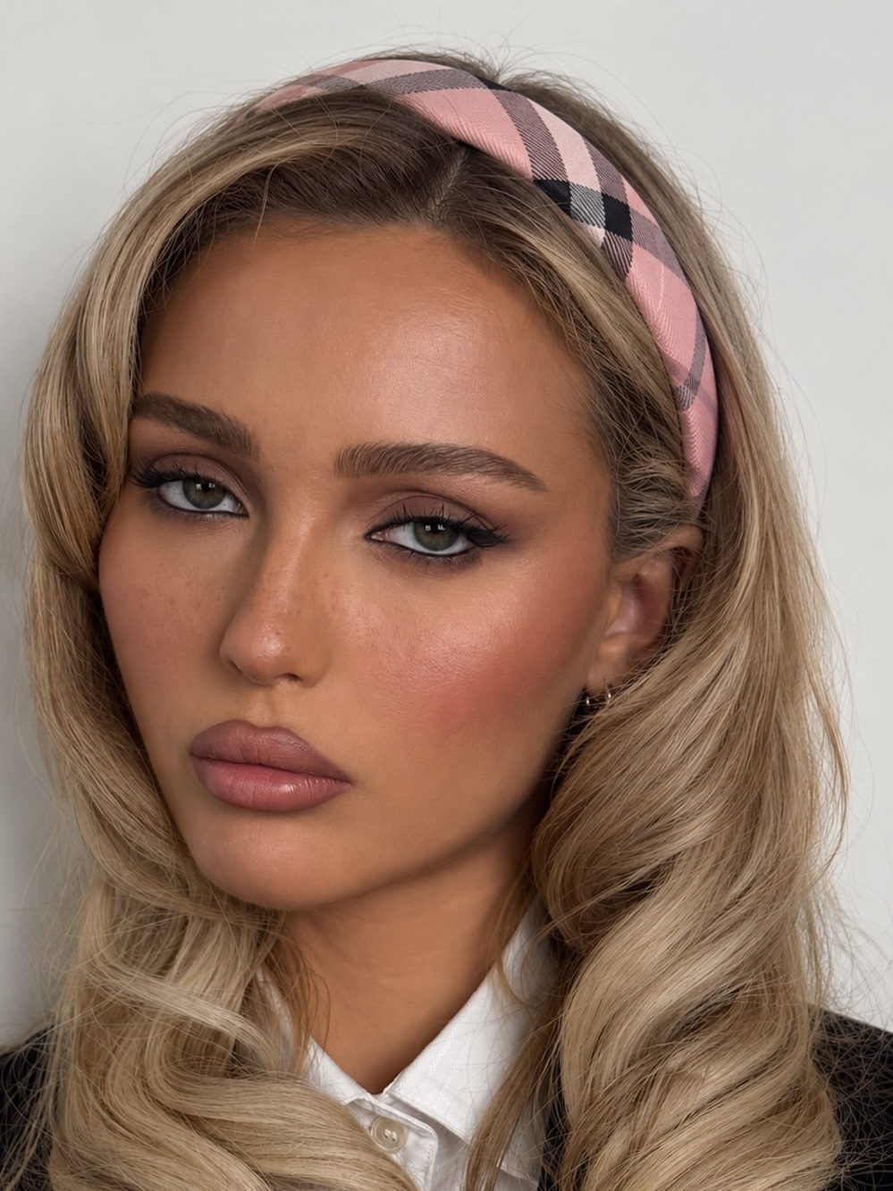 Pink Plaid  Headband Burberry style
